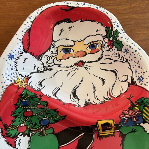 1990s VINTAGE Berman Ind Plastic Christmas santa claus Serving Trays 3 sections - Picture 2 of 4
